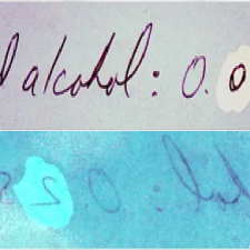 Top: “0” appears on top of opaque fluid Bottom: Non-destructive technique reveals a “2” is under the opaque fluid