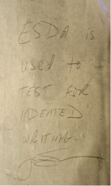 Recovered indented writing of text on #9 on a separate sheet of paper